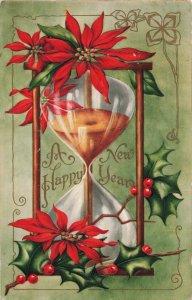 circa 1901-07 Hour Glass Embossed Happy Red Cross Santa Stamp Postcard 2T3-350