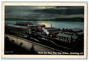 1921 Birds Eye View Sing Sing Prison Night Ossining New York NY Vintage Postcard