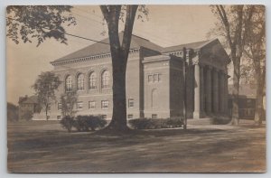 RPPC Northampton MA Smith College John M. Greene Hall Woman At Back Postcard A46