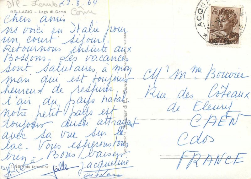 Postcard Italy Bellagio lago di como