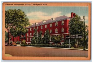 c1950's American International College View Classic Car Springfield MA Postcard