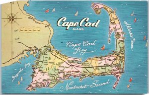 Map Of Cape Cod Massachusetts MA Postcard