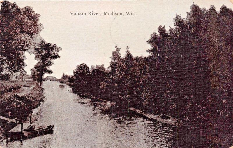 MADISON WISCONSIN~YAHARA RIVER POSTCARD 1910 PMK