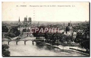 Paris - 1 Perspective on & # 39ile of the City Old Postcard