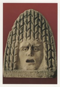 Roman Old Tragedy Mask Sculpture French History Museum Postcard