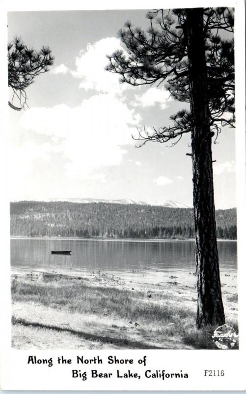 RPPC BIG BEAR LAKE, CA California   SHORE VIEW, Pines  c1940s Frasher   Postcard