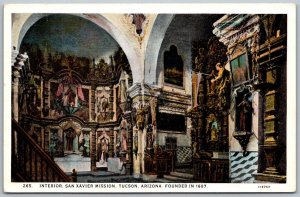 Tucson Arizona 1930-40s Postcard Interior San Xavier Mission