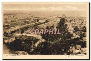 Old Postcard General Cherbourg Harbor view