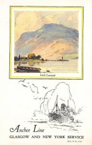 Glasgow Scotland Loch Lomond Anchor Line Steamship Postcard