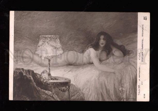 013759 Illuminated NUDE Woman MATIGNON Old Art Nouveau SALON