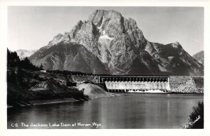 Real Photo, Jackson Lake Dam, Moran, Wyoming, Old Postcard