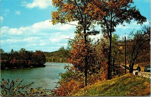 Muskingum Ohio OH Hill Country River Old Car Road VTG Postcard PM Zanesville WOB 