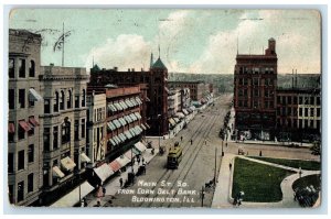 1909 Main St. South From Corn Belt Bank Bloomington Illinois IL Posted Postcard