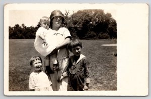 RPPC 1920s Mother with Children Postcard H23