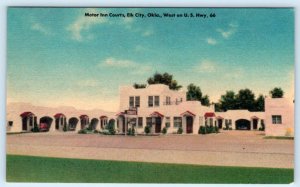 ELK CITY, Oklahoma OK ~ Route 66 MOTOR INN COURTS Roadside Motel c1940s Postcard