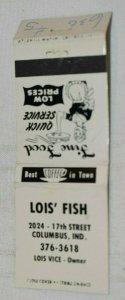 Lois' Fish Columbus Indiana 20 Strike Matchbook Cover