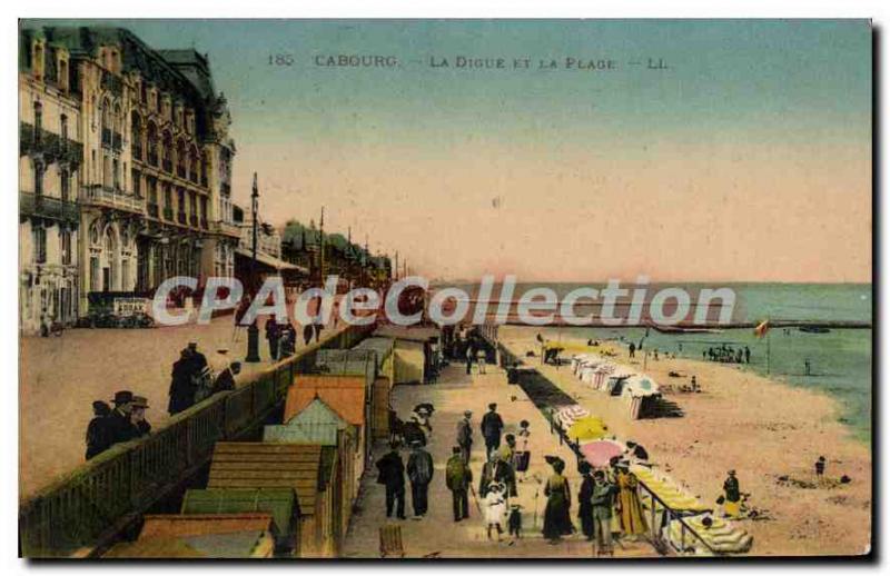 Old Postcard Cabourg the Dique and beach