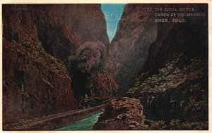 Vintage Postcard 1920's The Royal Gorge Canon Of The Arkansas River Colorado CO