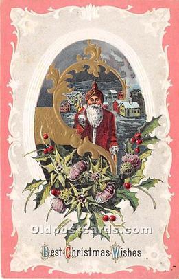 Santa Claus Christmas 1916 light marking on card right bottom corner