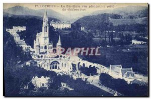 Old Postcard Lourdes Basilica view plunging capture of Fort castle