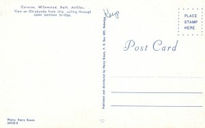 Vintage Postcard Ontrabande Ship Pontoon Bridge Curacao Willemstad Neth Antilles