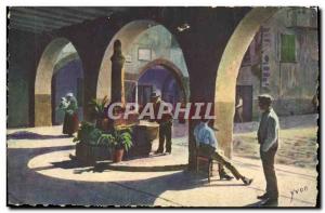 Old Postcard Cote D & # 39Azur Sospel Arcades And Vieille Fontaine