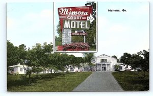 MARIETTA, GA Georgia ~ MIMOSA COURT MOTEL c1950s Roadside Eckco-Chrome  Postcard