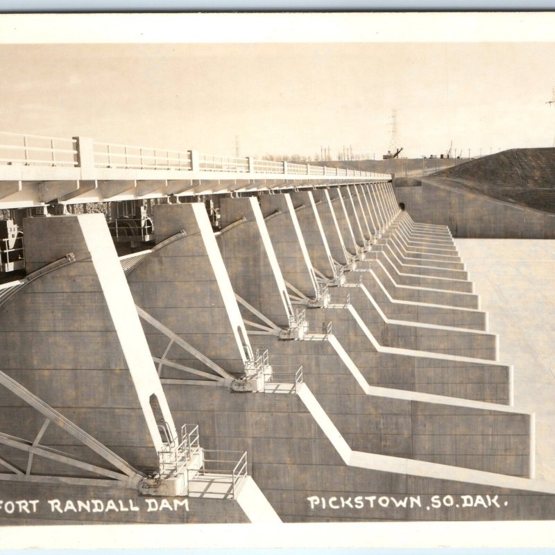 c1950s Pickstown, SD RPPC Fort Randall Dam Hydroelectric Power Lake Francis A168