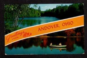 OH Greetings from ANDOVER OHIO Postcard PC Boat Fishing