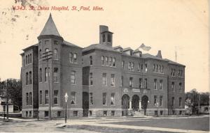 St Paul Minnesota~St Lukes Hospital~Triple Arch Entry~Man on Steps~1912 B&W PC