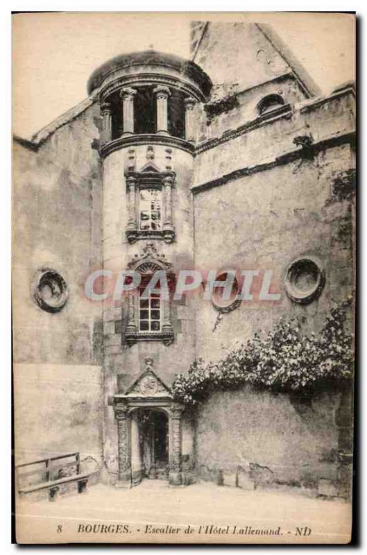 Old Postcard Bourges Steps Hotel Lallemand