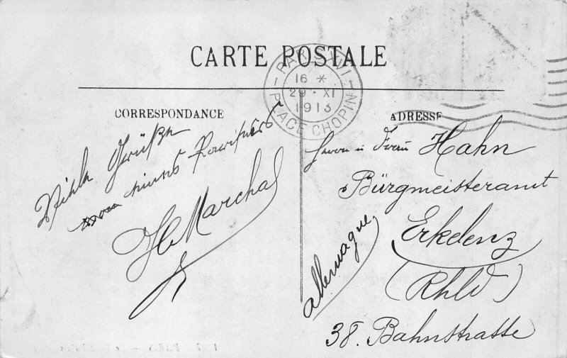 A114 France 1913 Paris Le Petit Palais Carriages Palace Flag vintage postcard