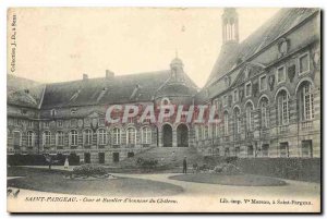 Old Postcard Saint Fargeau Court and staircase of the Chateau