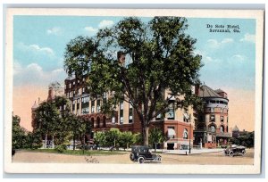 Savannah Georgia GA Postcard De Soto Hotel Exterior Roadside c1920 Antique Cars