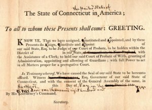1810   State of Connecticut  Hartford  Proof RARE Document       13 x 7