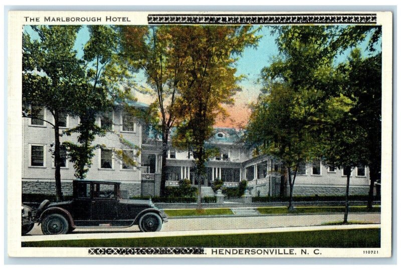 c1940 Exterior Marlborough Hotel Building Hendersonville North Carolina Postcard