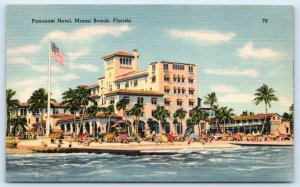 MIAMI BEACH, FL Florida ~ PANCOAST HOTEL  Linen c1940s Postcard
