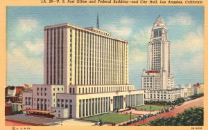 Vintage Postcard 1930's US Post Office Federal Building Los Angeles California