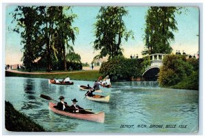 1909 Bridge Belle Isle Canoeing Play-Ground Detroit Michigan MI Vintage Postcard