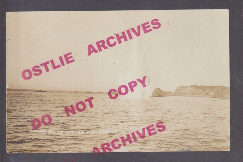 Brookings OREGON RPPC 1919 DYNAMITING HARBOR Blasting to Deepen Explosion!! OR