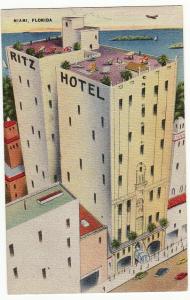 FL  MIAMI   RITZ HOTEL  linen postcard