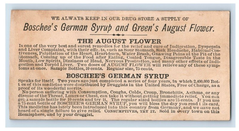 1880s Boschee's German Syrup & Green's August Flower Quack Med. Calla Lily P56