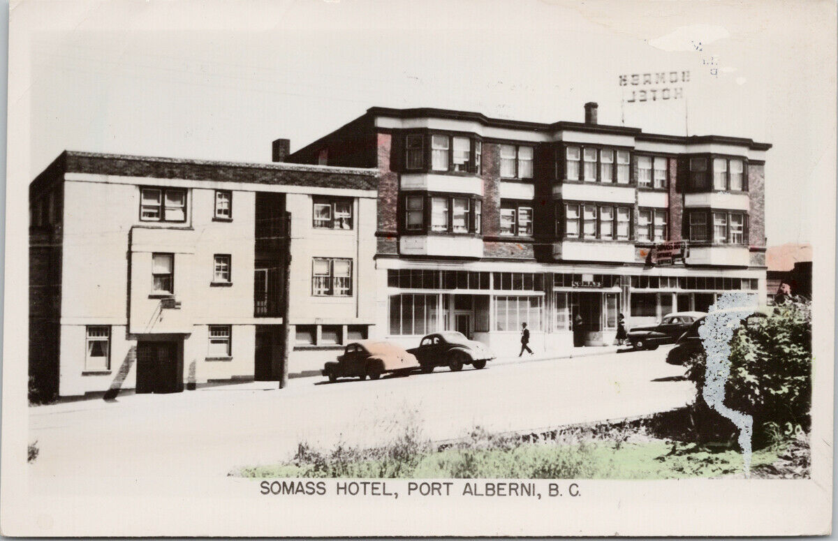 Somass Hotel Port Alberni BC Vancouver Island Gowen Sutton RPPC Postcard G Canada British