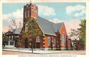 SOMERVILLE, NJ New Jersey  CATHOLIC CHURCH & PAROCHIAL RESIDENCE  1943 Postcard