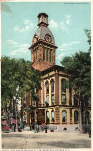 Vintage Postcard 1910's City Hall & Post Office Bldg. Saratoga Springs New York