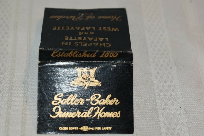 Soller Baker Funeral Homes West Lafayette Indiana 30 Strike Matchbook Cover