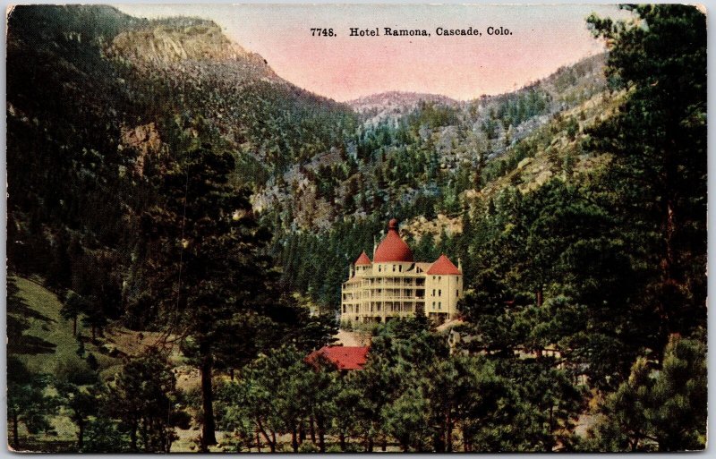 Cascade Colorado CO, Hotel Ramona Building, Cascade Canon, Mountain, Postcard