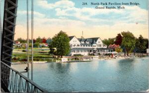 North Park Pavilion from Bridge Grand Rapids Michigan MI c1916 Postcard E16