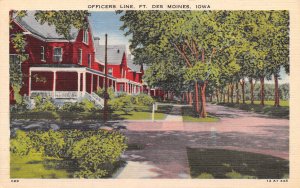 Officers Line Fort Des Moines Iowa linen postcard