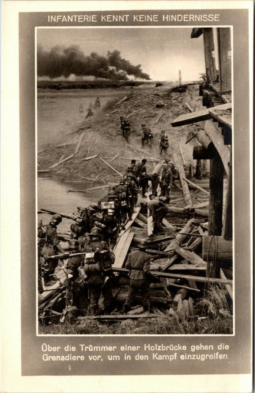 Mint Germany RPPC Postcard The infantry knows no obstacles  River Crossing WW1